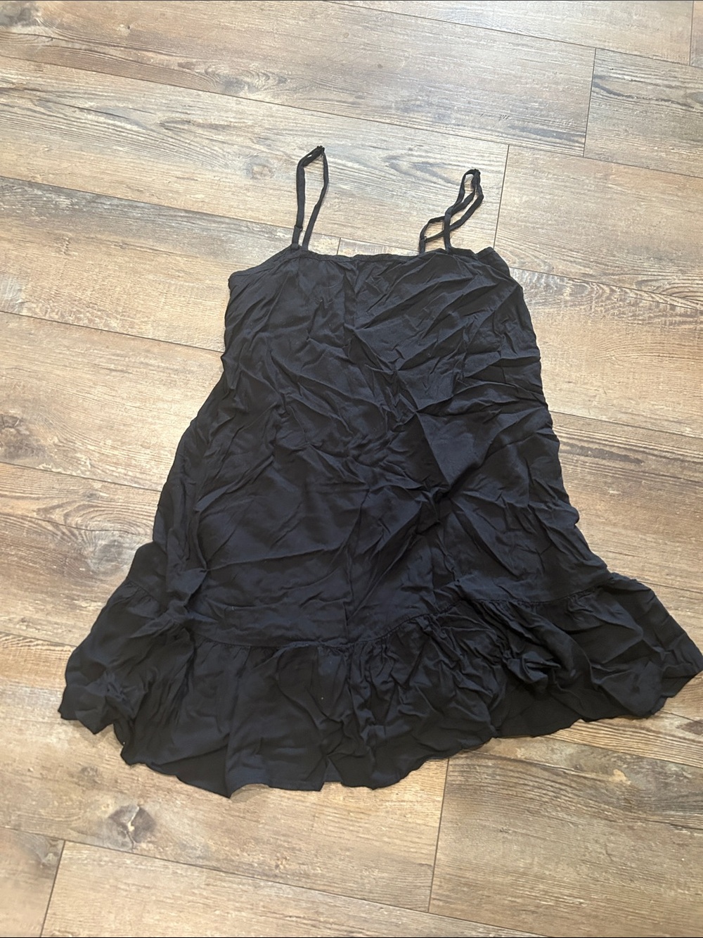 Cotton On Black Spaghetti Strap Ruffle Mini Dress